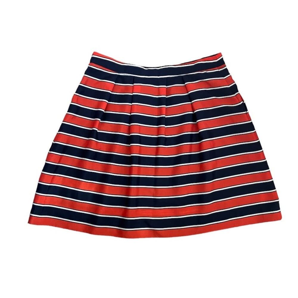 J Crew Striped Orange Navy White Skirt